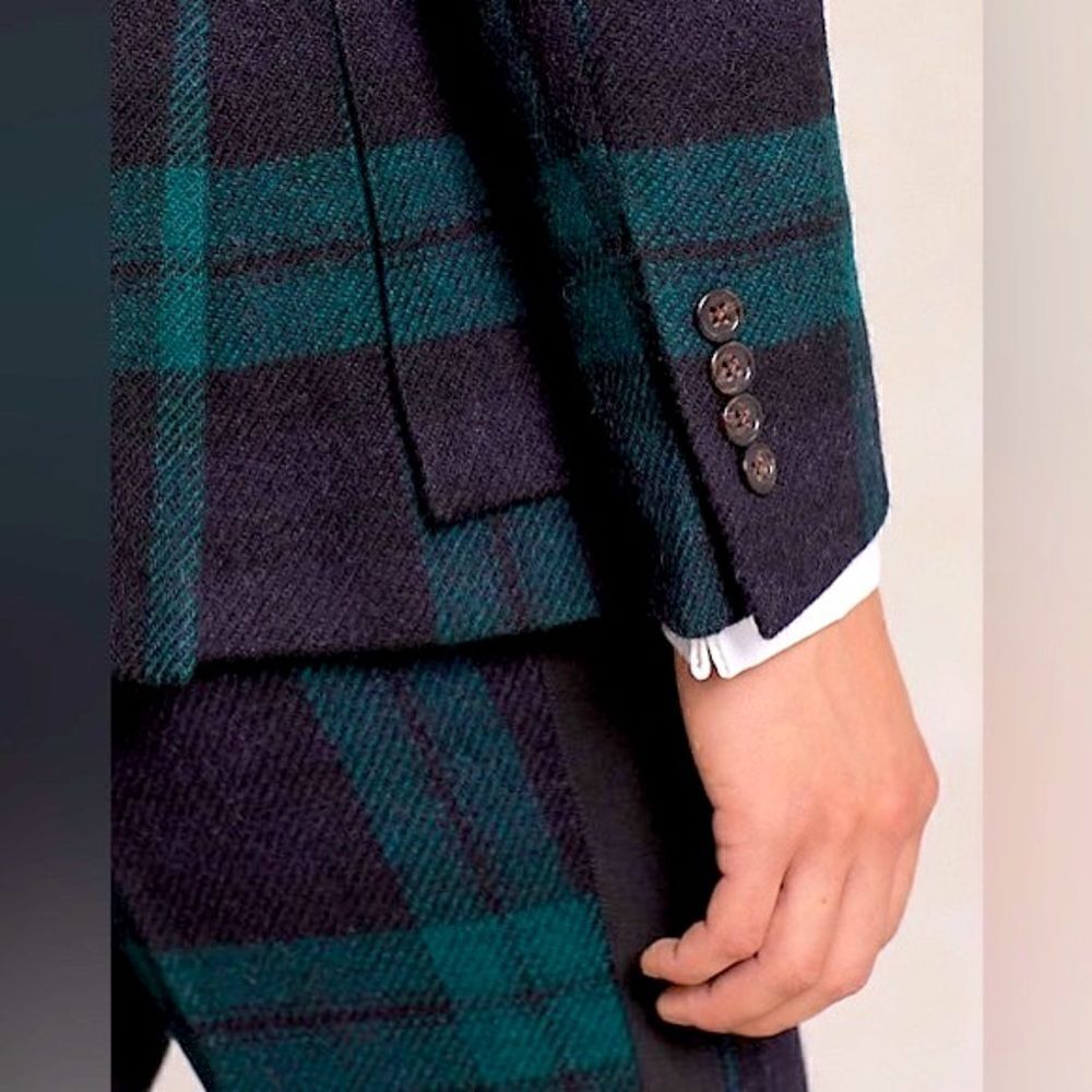 Polo Ralph Lauren Black Watch Plaid Virgin Wool Single Breasted Sport Coat